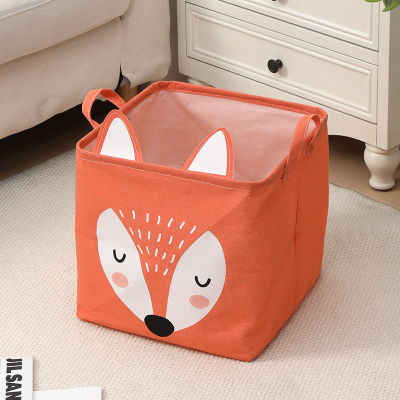 Fabric cartoon kids' toy storage bin by eprolo, foldable clothing organizer and laundry hamper in a creative living room storage basket.