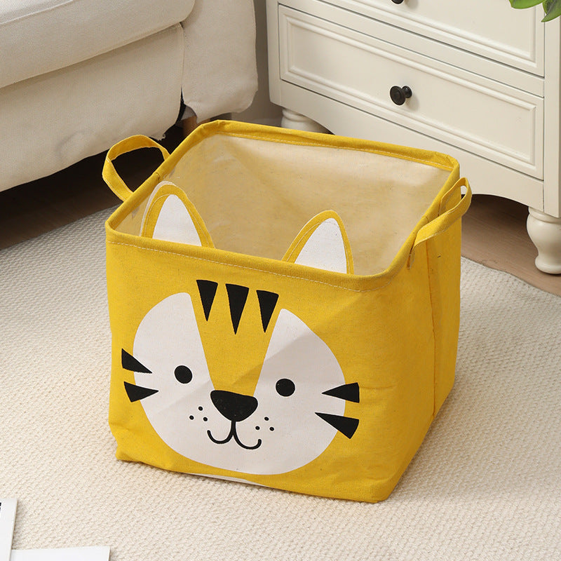 Eprolo fabric cartoon kids' toy storage bin with colorful design, foldable clothing organizer and laundry hamper for living room storage.