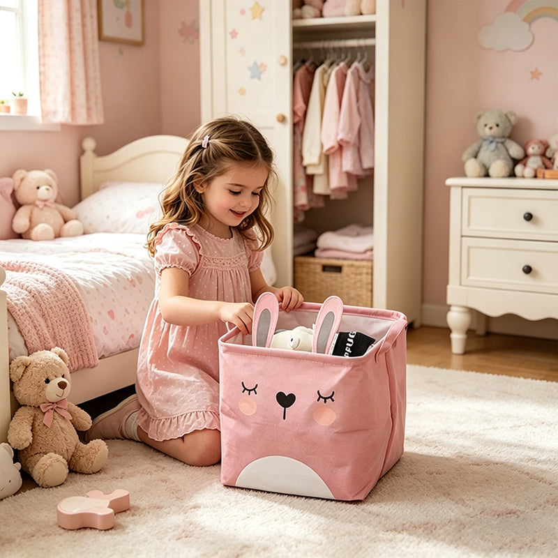 Fabric cartoon kids' toy storage bin by eprolo, foldable clothing organizer and laundry hamper in a playful, colorful design.