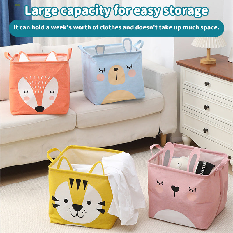 Foldable fabric cartoon kids' toy storage bin by eprolo, designed for organizing clothing and laundry in a creative living room basket