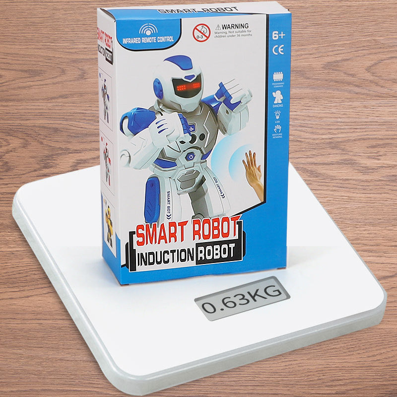 Eprolo mechanical war police robot toy for children with infrared sensors, singing, remote control, and early education features.