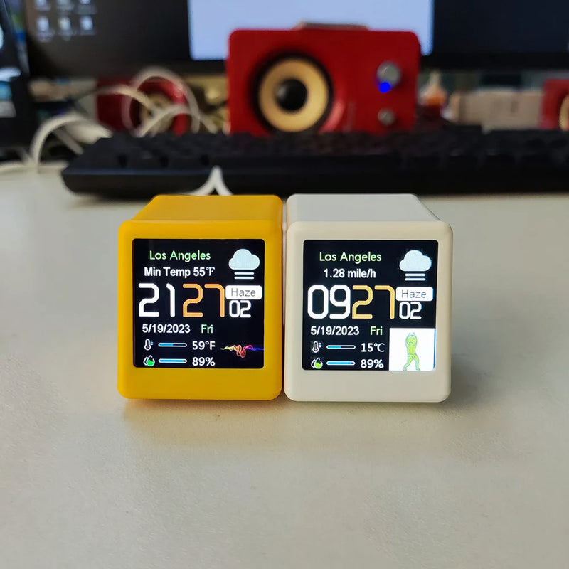 Eprolo mini smart WiFi weather forecast station clock with 3D animated GIFs, desktop decoration, and electronic album features.