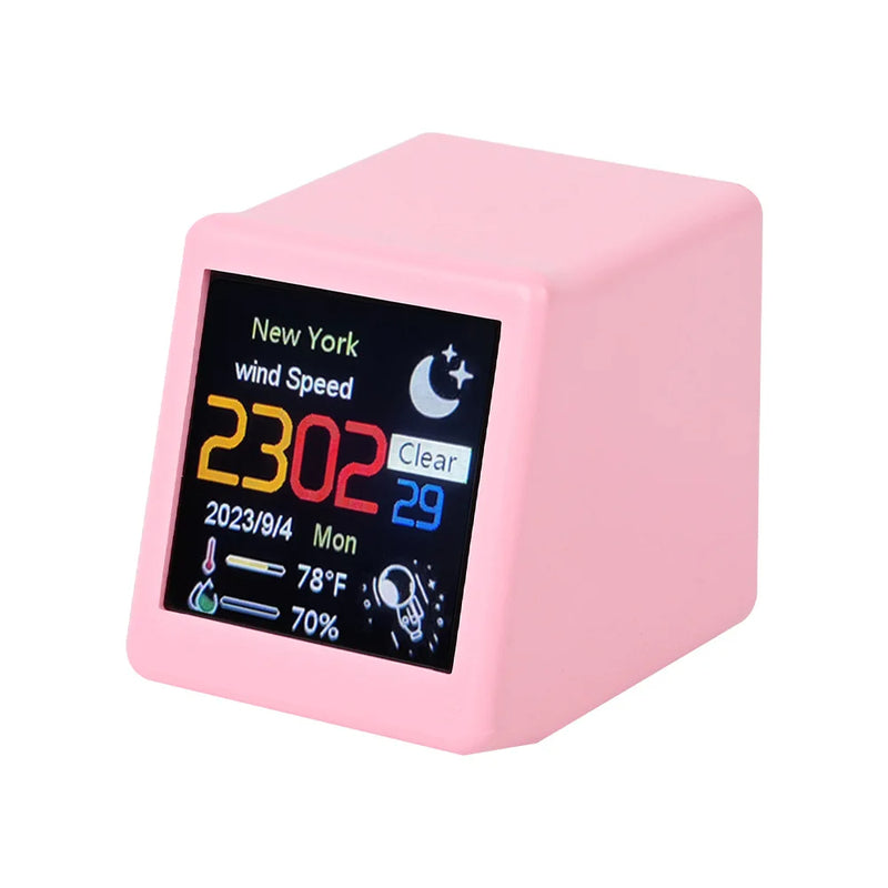Mini eprolo smart WiFi weather forecast station clock with cute GIF animations and electronic album for gaming desktop decoration.