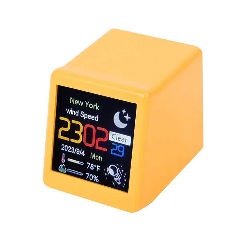 eprolo mini smart WiFi weather forecast station clock with cute GIF animations, gaming desktop decoration and electronic album display