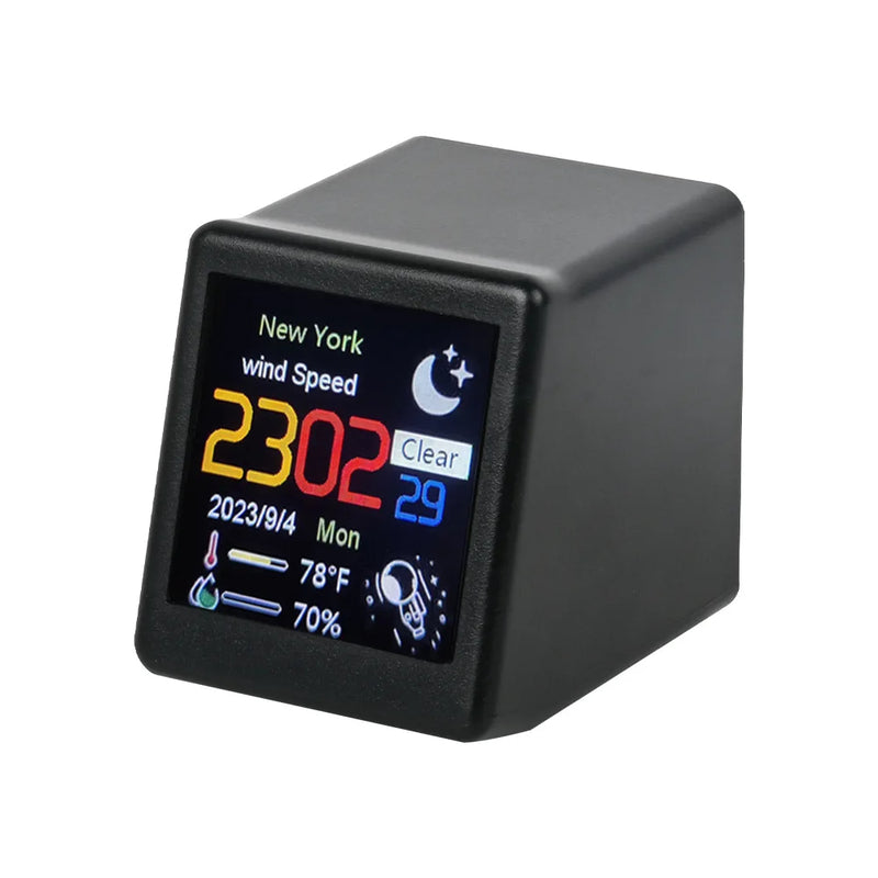 Eprolo mini smart WiFi weather forecast station clock with colorful GIF animations, desktop decoration, and electronic album display.