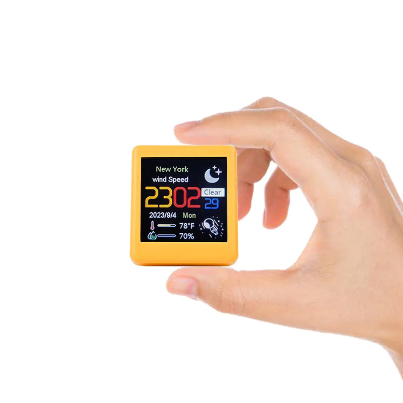 eprolo mini smart WiFi weather forecast station clock with colorful GIF animations, desktop decoration, and electronic album display.