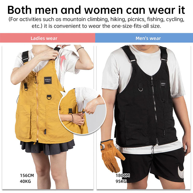 Eprolo multi-pocket sleeveless vest with multiple compartments, suitable for camping, fishing, work, travel, hiking, and outdoor activities.