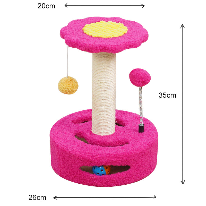 Sunflower Cat Tree – Small Cat Climbing Tower with Scratch Posts & Ball Toy