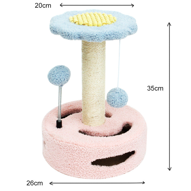 Sunflower Cat Tree – Small Cat Climbing Tower with Scratch Posts & Ball Toy