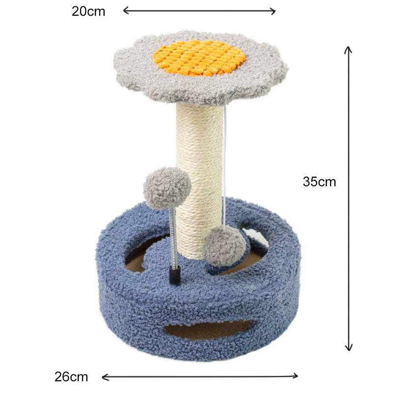 Sunflower Cat Tree – Small Cat Climbing Tower with Scratch Posts & Ball Toy