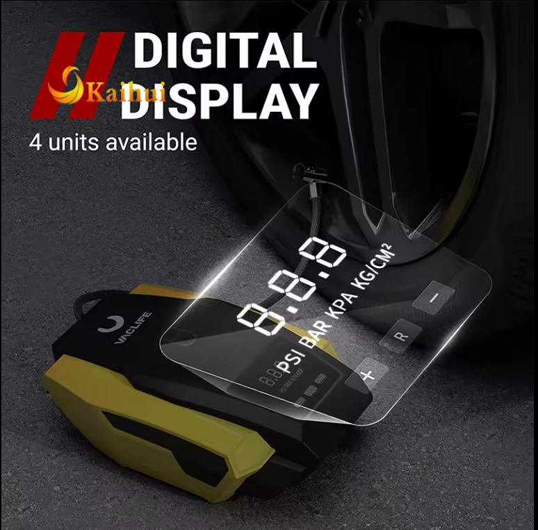 eprolo portable tire inflator air compressor pump with LED light, suitable for car tires up to 50 PSI and bike tires up to 150 PSI