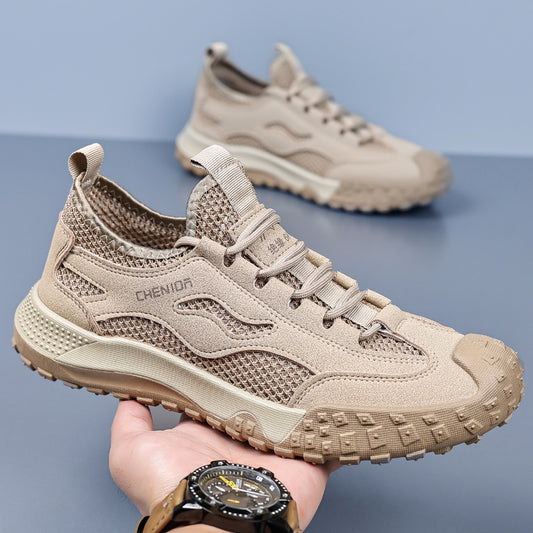 Eprolo men's work safety shoes with breathable mesh, slip-resistant soles, durable hiking design, casual style for safety and comfort.