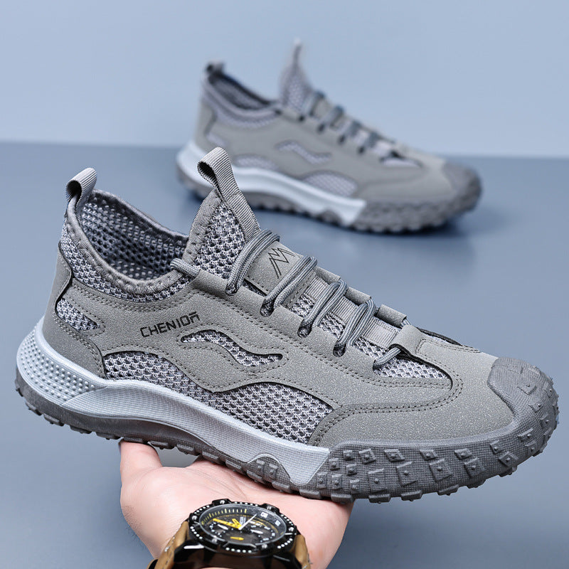 Men's breathable mesh work safety shoes by eprolo, slip-resistant and durable hiking shoes with casual style and safety features.
