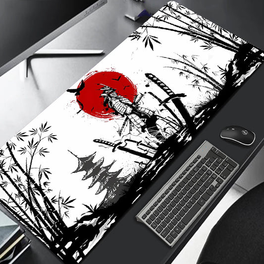 Black Samurai Warrior mouse pad featuring detailed 3D warrior design, ideal for gaming and computer desk setups.