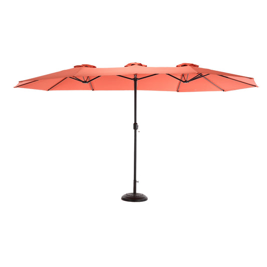 14.8 Ft Double Sided Outdoor Umbrella Rectangular Large with Crank ( Orange )