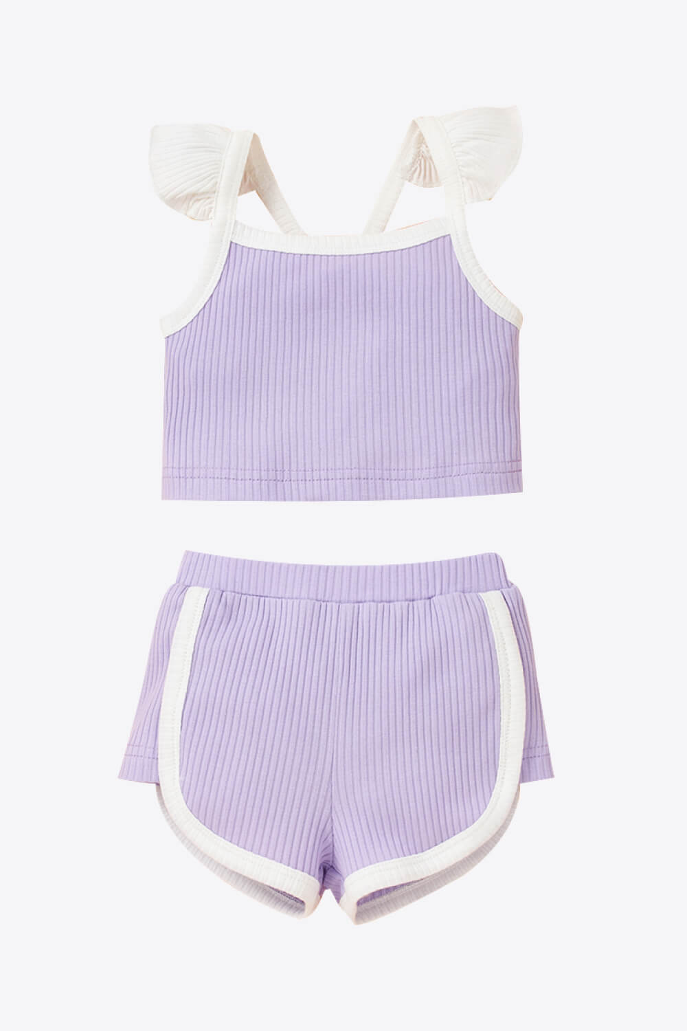 baby-girl-contrast-trim-ribbed-cami-and-shorts-set