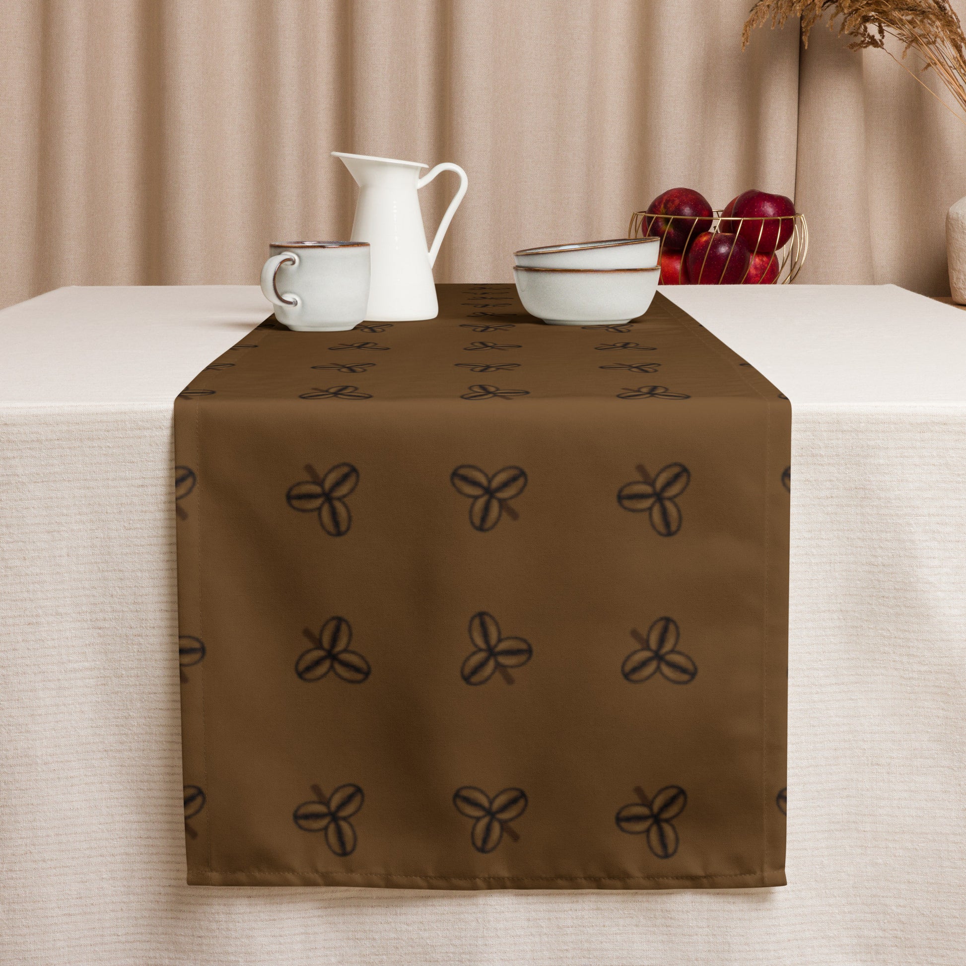 Coffee Clover Pattern Table Runner - Mocha-3