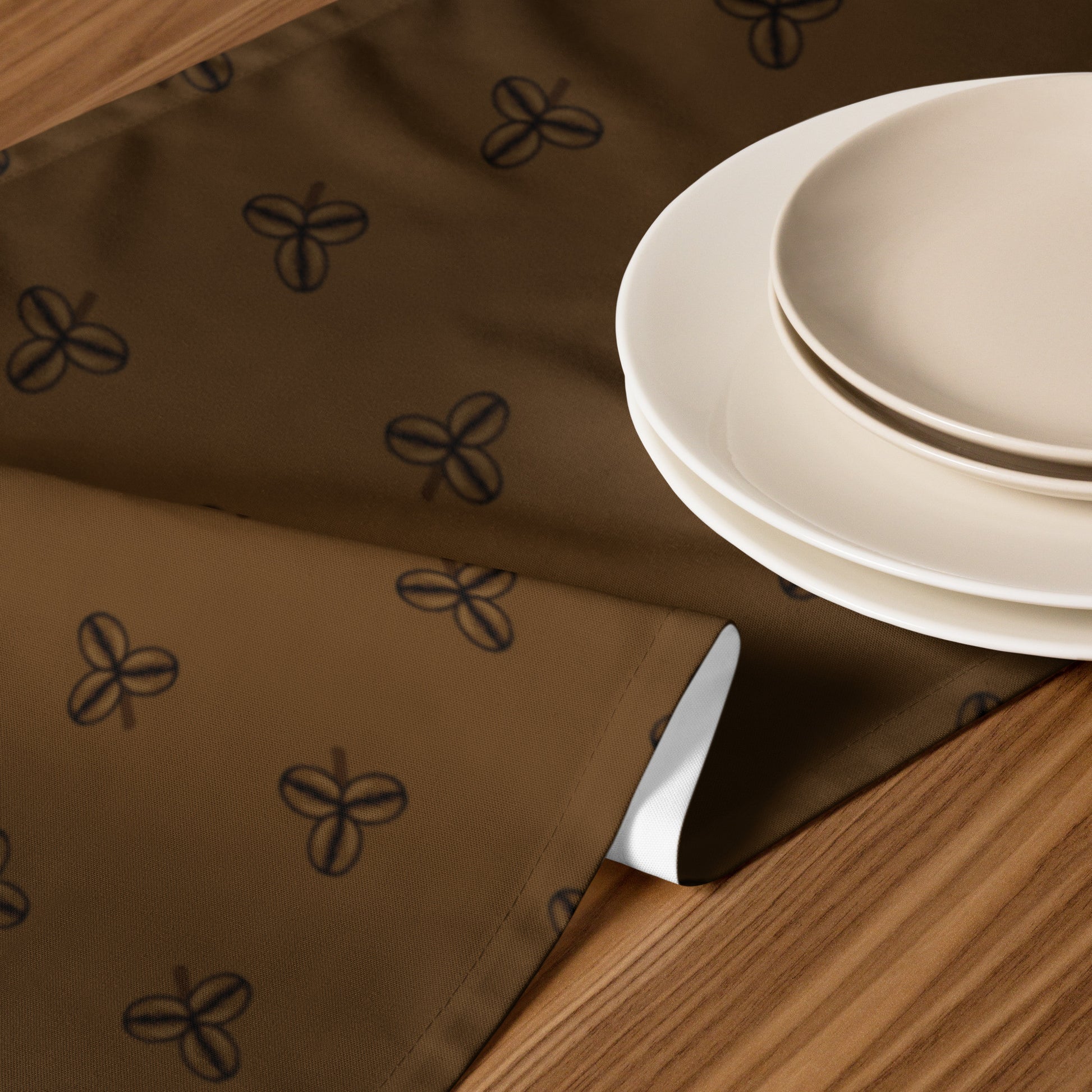Coffee Clover Pattern Table Runner - Mocha-1