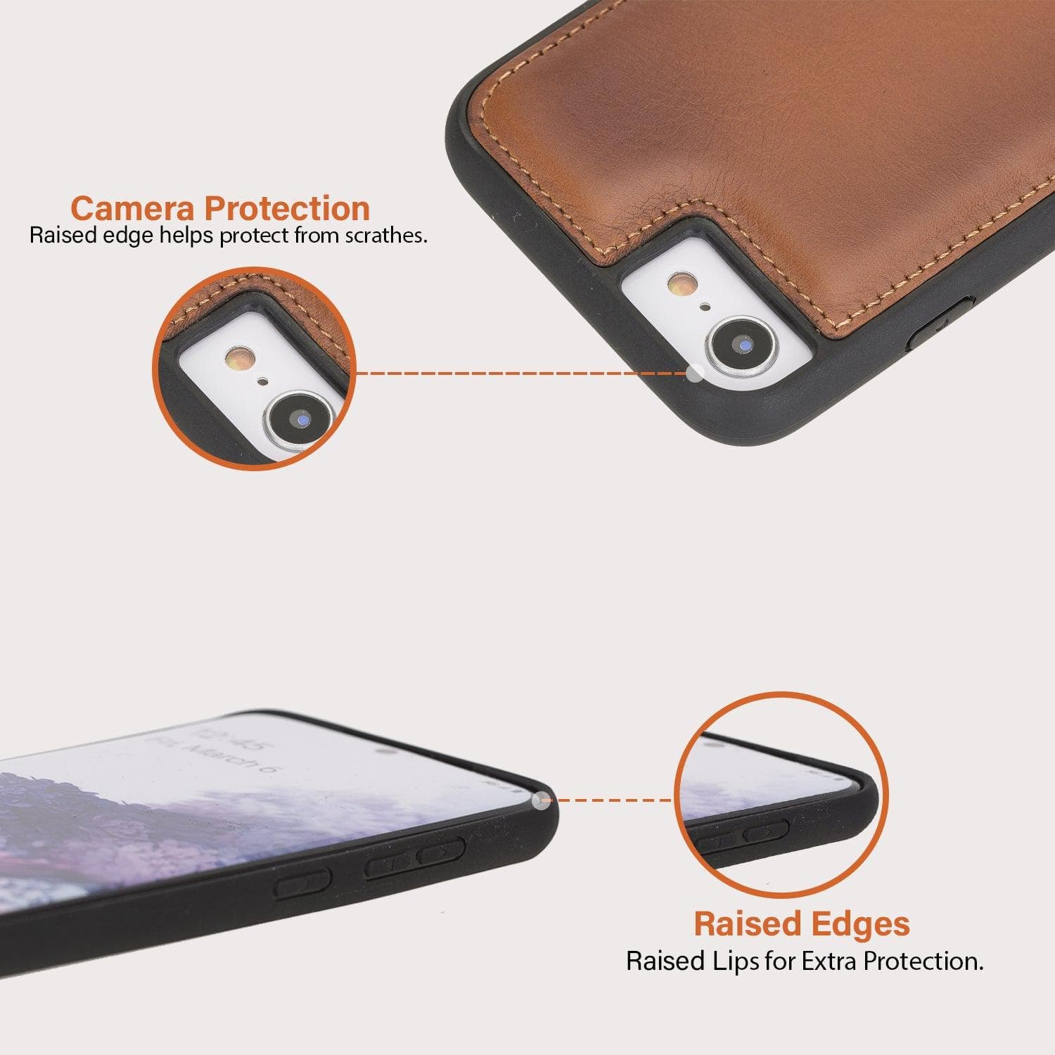 Flexible Genuine Leather Back Cover for Apple iPhone 7 8 SE2 SE3 Series-4