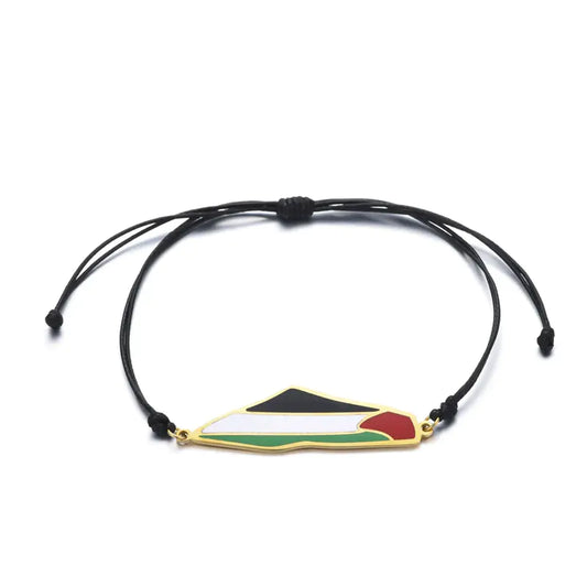 Epoxy Stainless Steel Palestinian Flag Map Strap