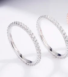 Single Row Diamond Ring in S925 Sterling Silver