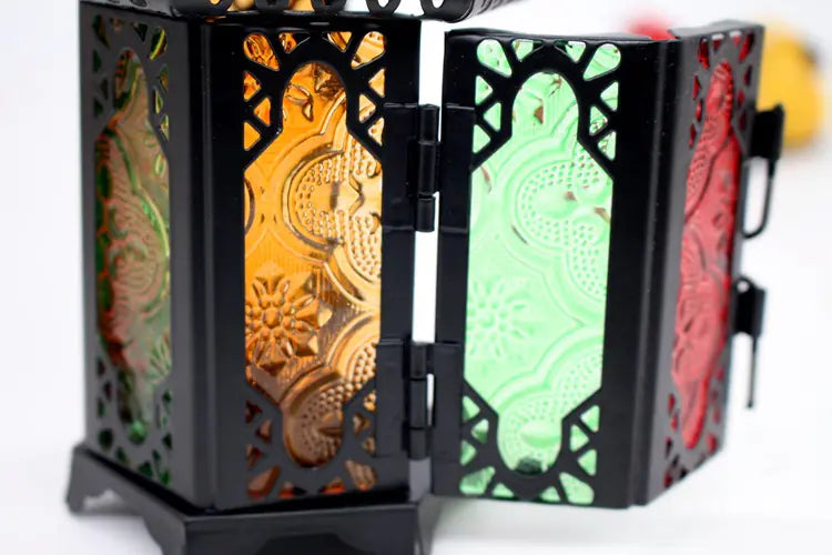 Classic Lantern Candle Holder with Iron and Glass