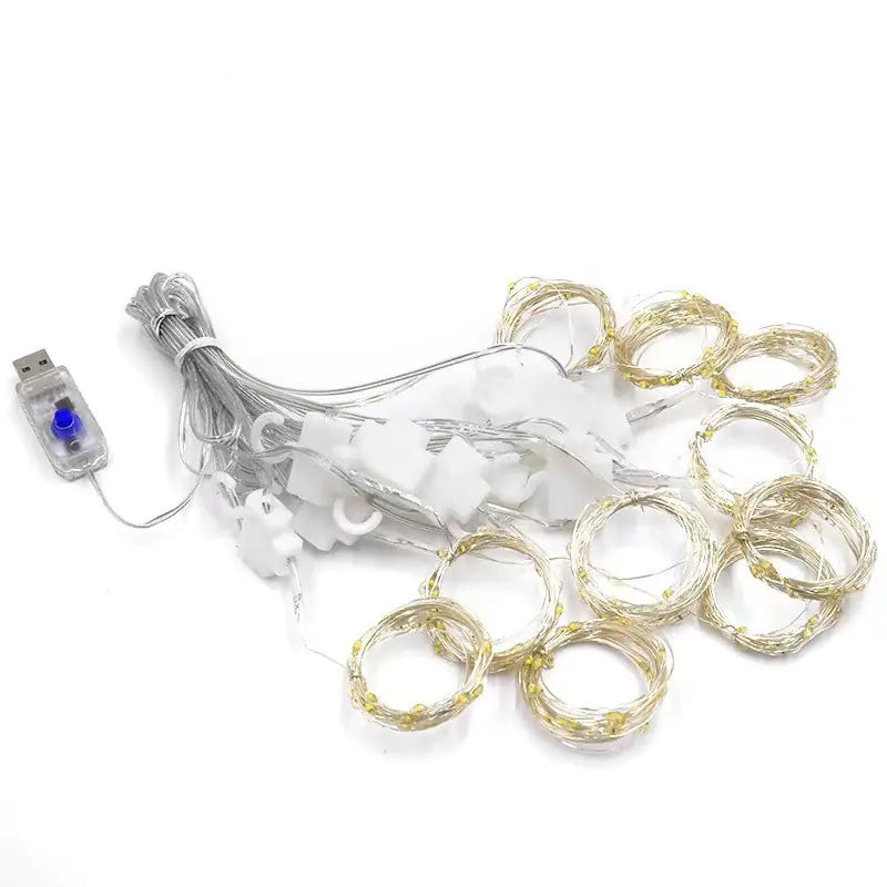 3x3m USB LED Copper Wire Curtain String Light