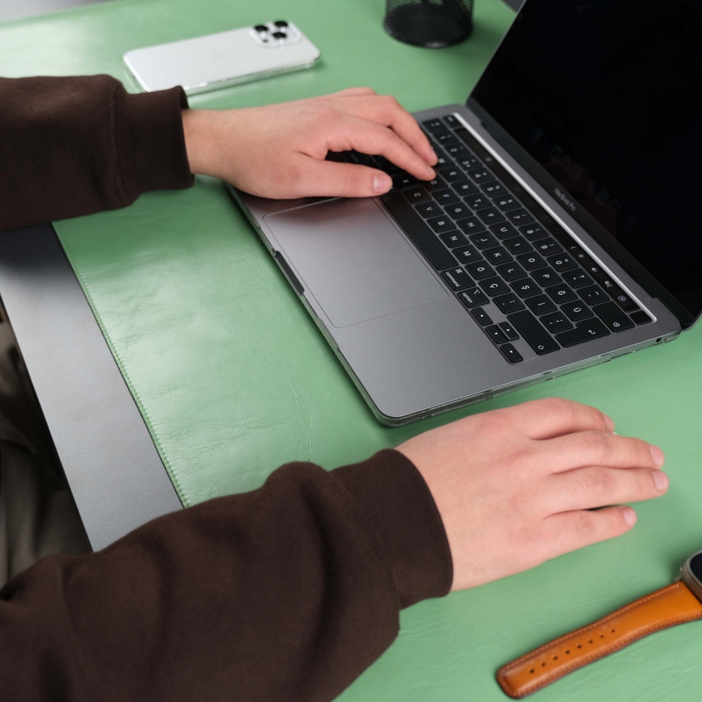 Jersey Green Leather Desk Pad for Office and Home