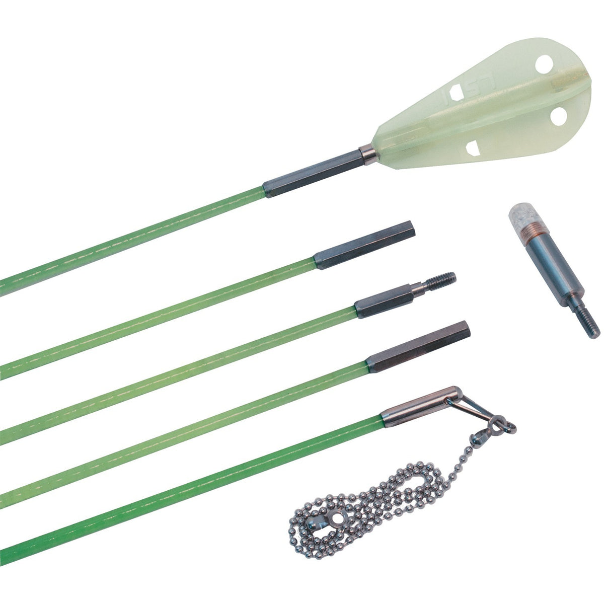 Labor Saving Devices 81-130 Creep-Zit fiberglass wire running kit in green, ideal for easy wire installation and management.