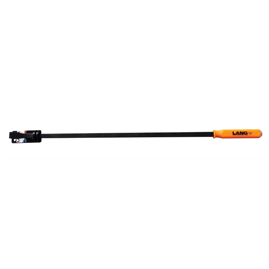 Lang Tools Kastar 36-inch curved pry bar showing its sturdy steel construction and curved design for prying and leverage.