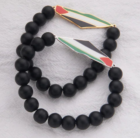 Epoxy Stainless Steel Palestinian Flag Map Strap