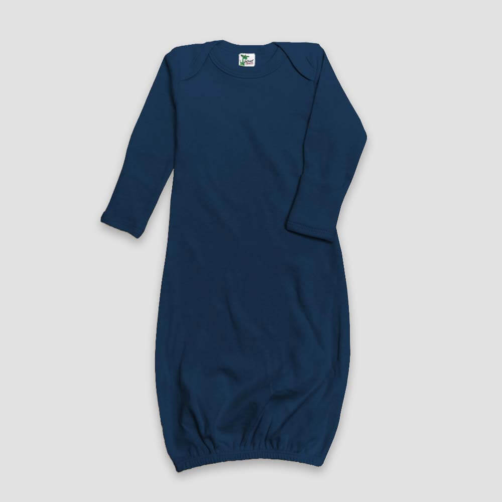 Baby Sleeping Gown With Fold Over Mittens – 100% Cotton Navy - LG2850D - The Laughing Giraffe®