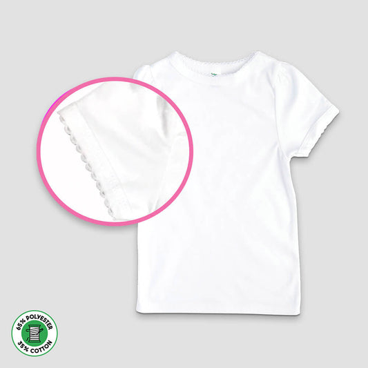 Baby Girls Scallop Trim T-Shirt - Polyester Cotton - LG3503W - The Laughing Giraffe®