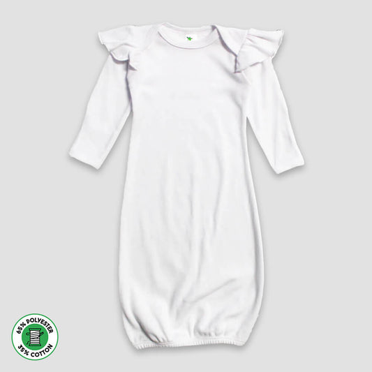 Flutter Angel Long Sleeve Sleep Gown – Polyester Cotton Blend White - LG3818W - The Laughing Giraffe®