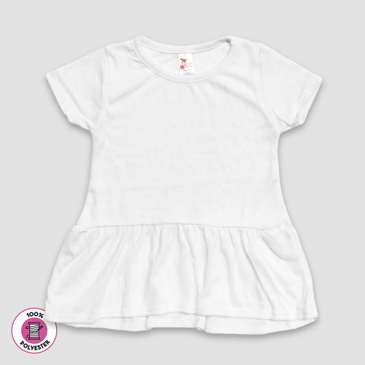 Toddler & Kids Short Sleeve Peplum Top – White – 100% Polyester - LG4585W - The Laughing Giraffe®