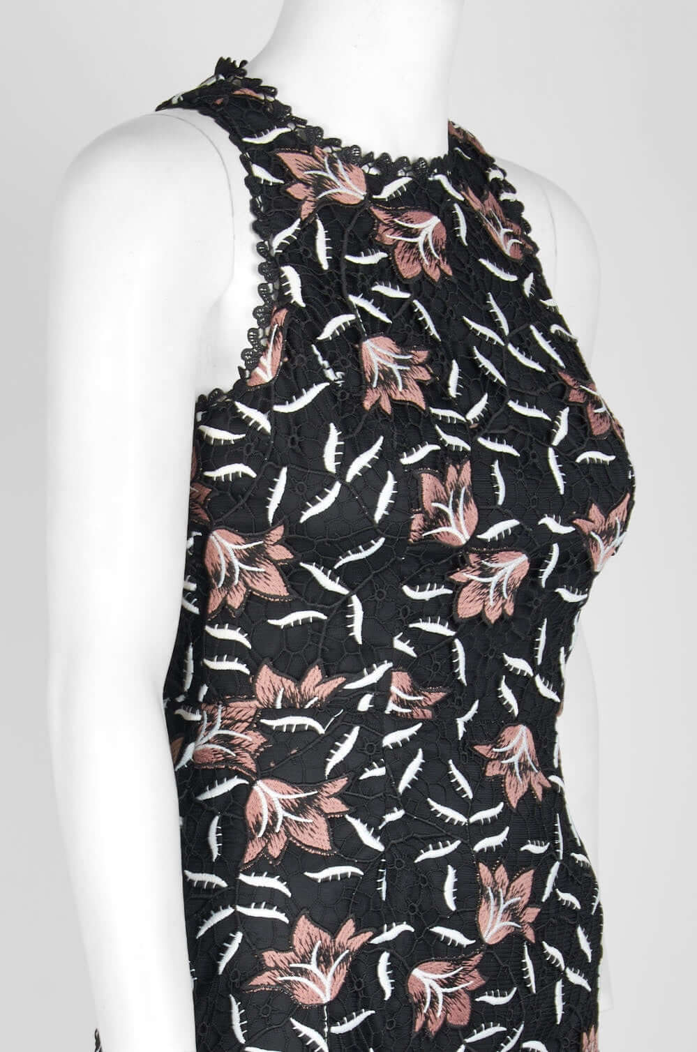 Aidan by Aidan Mattox Halter Neck Racerback Cutout Zipper Back Bodycon Floral Lace Dress-2