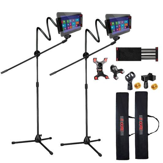 5Core Tripod Mic Stand w Phone Holder Adjustable Max 5.5 Ft  Microphone and Cell Phone Mount Boom Arm 2Pcs-0