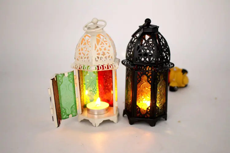 Classic Lantern Candle Holder with Iron and Glass