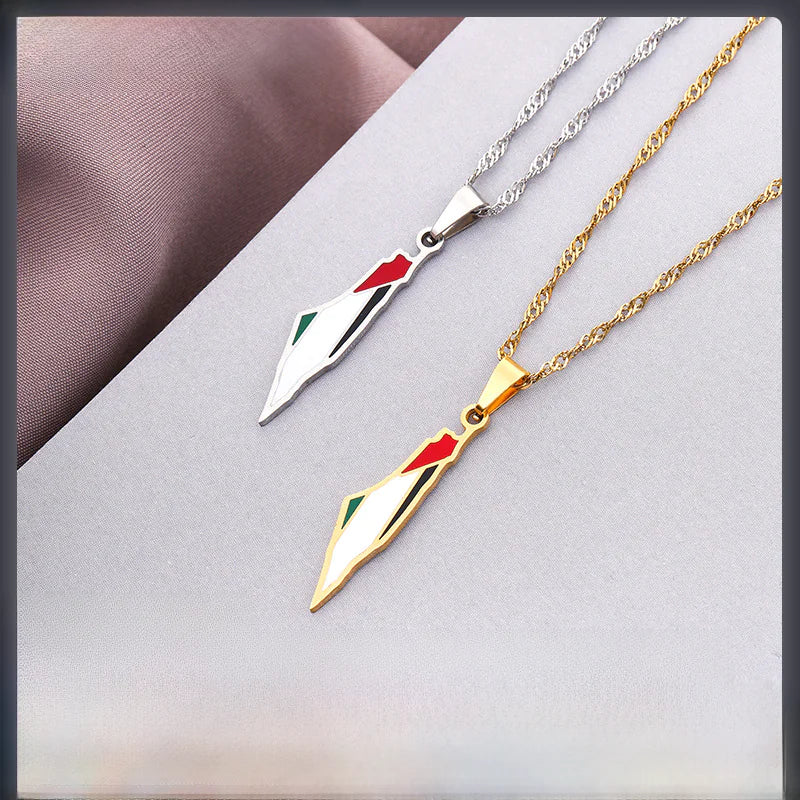 Vintage Palestinian Map Necklace Pendant