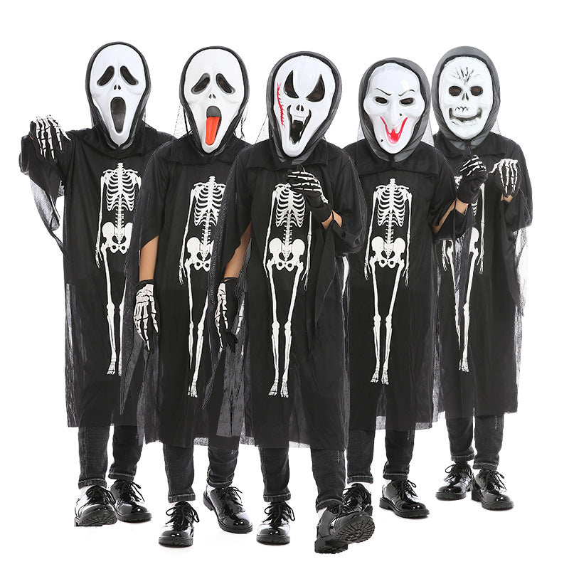 Halloween Skeleton Ghost Clothes & Gloves & Masks Sets-1