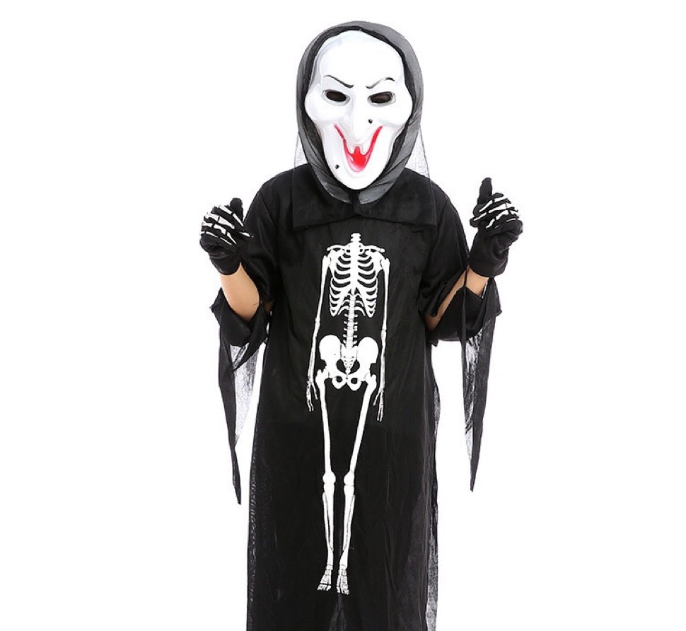 Halloween Skeleton Ghost Clothes & Gloves & Masks Sets-5