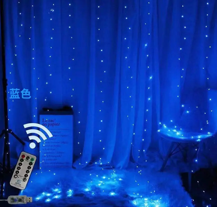 3x3m USB LED Copper Wire Curtain String Light