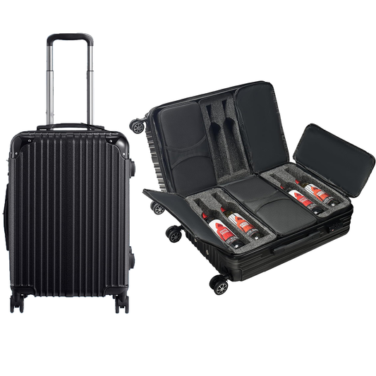 Wine Suitcase for Airplanes 12 Bottle, With Wine Carrier Cases Bags, Black Luggage Carrier with TSA Approved Lock and Removable Inserts to Carry Wine Liquor Alcohol During Travel, Gift For Wine Lovers-0