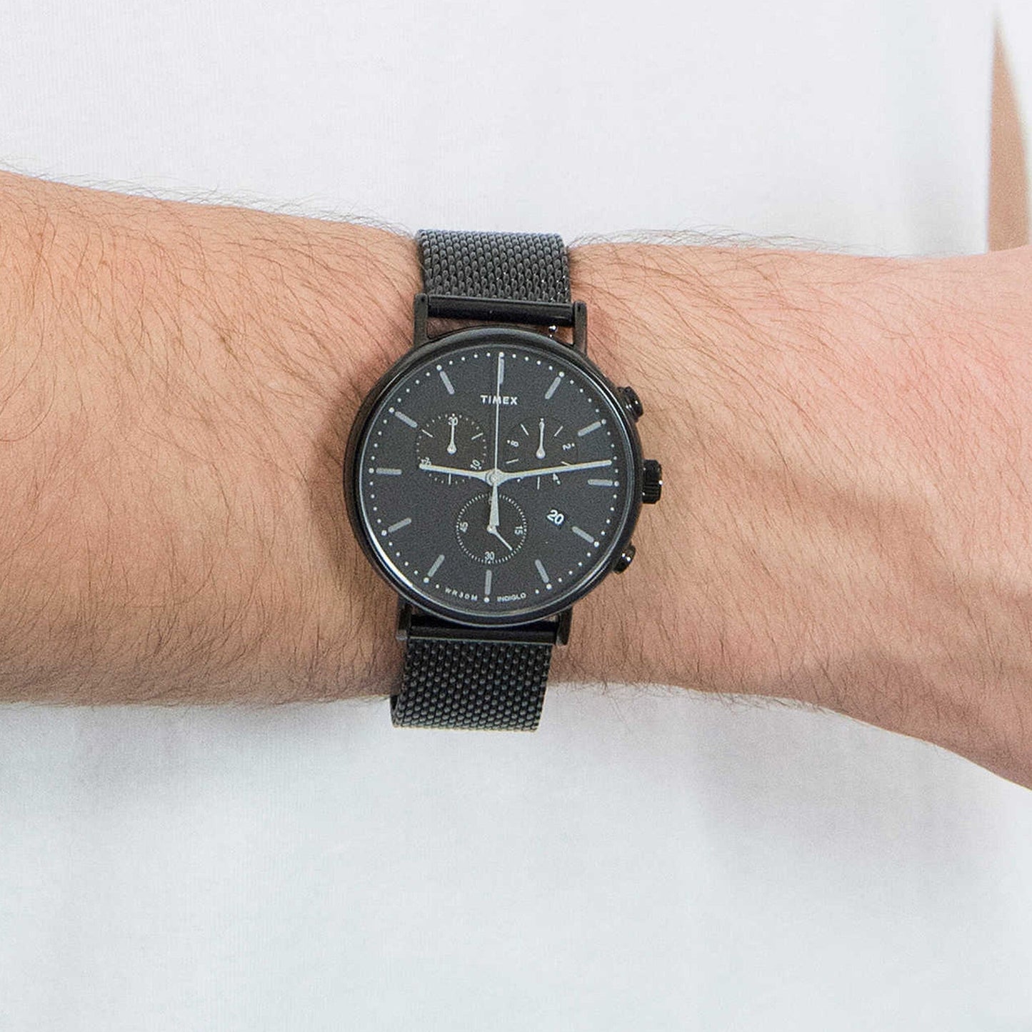 TIMEX TW2R27300 FAIRFIELD ESSENTIAL - MEN'S BLACK STAINLESS STEEL & INDIGLO WATCH-3