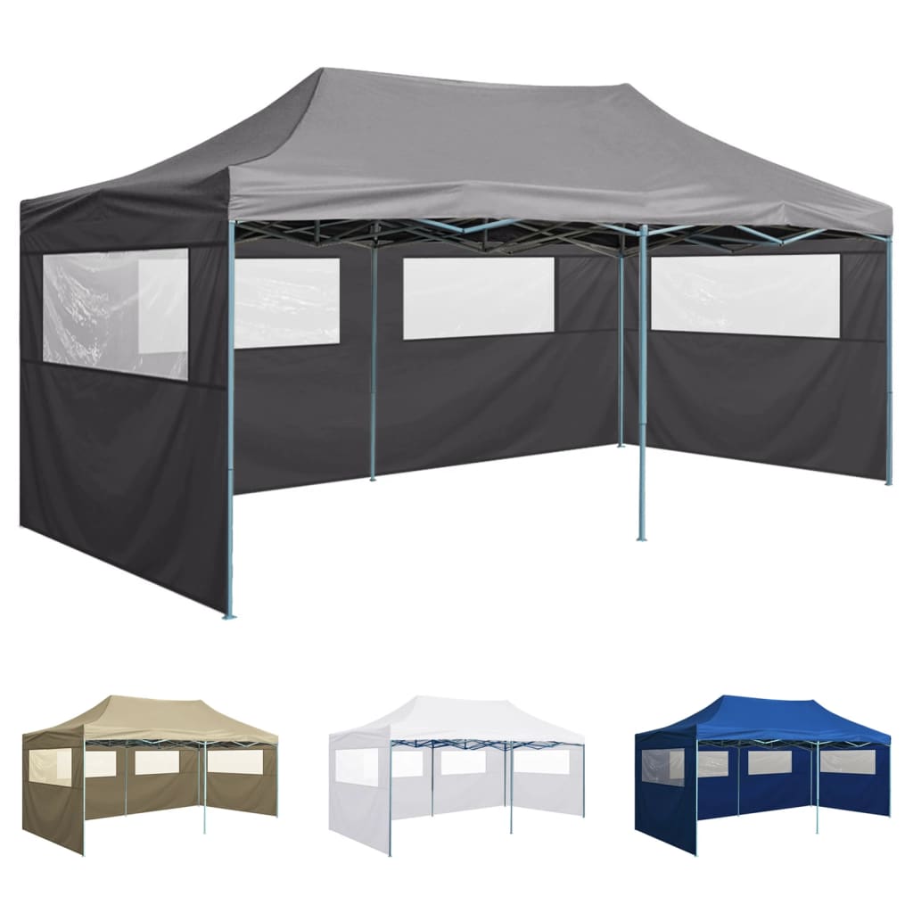 vidaXL Party Tent Outdoor Canopy Folding Patio Gazebo with 4 Sidewalls Steel-2