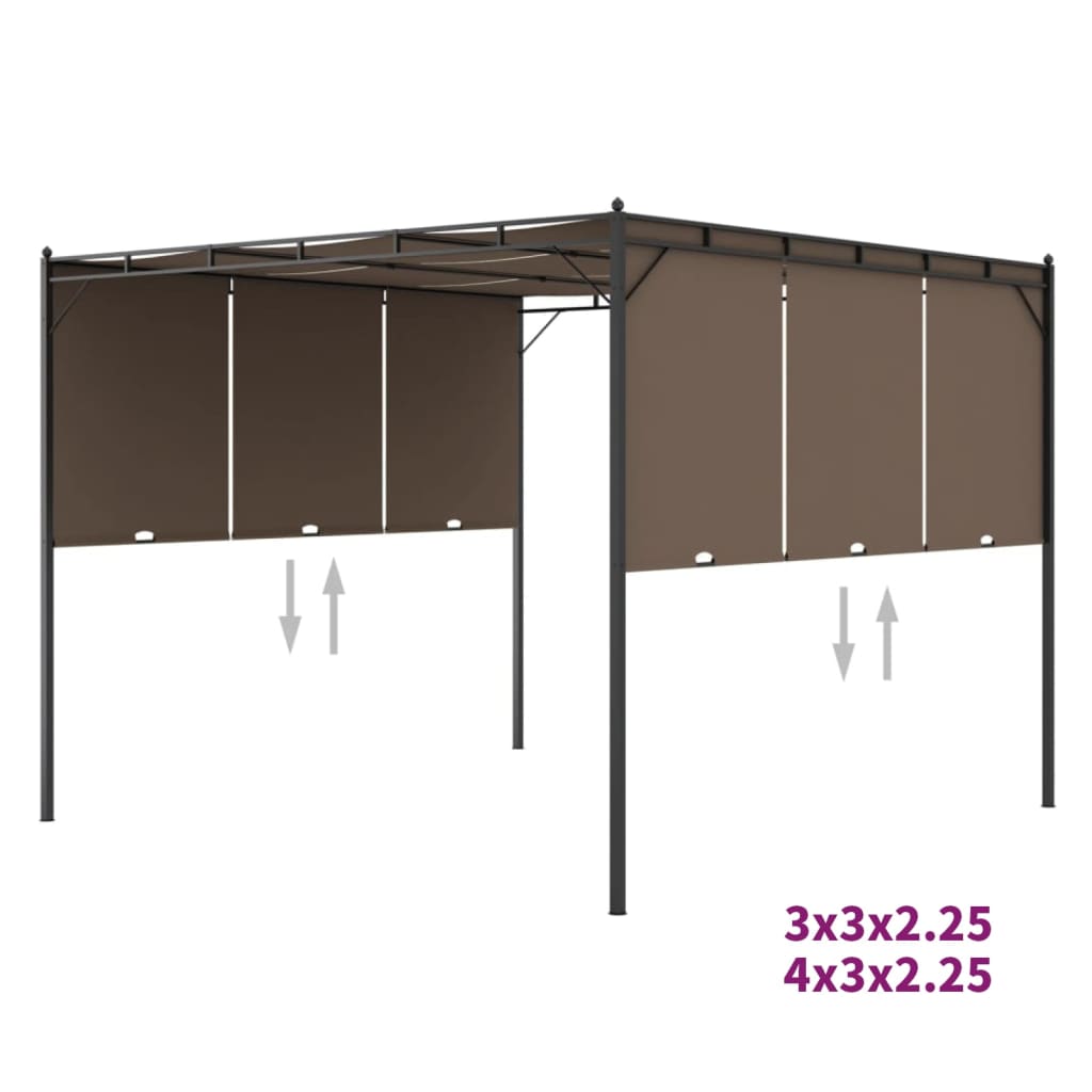 vidaXL Gazebo Outdoor Canopy Tent Patio Pavilion with Sidewall Curtains Taupe-4
