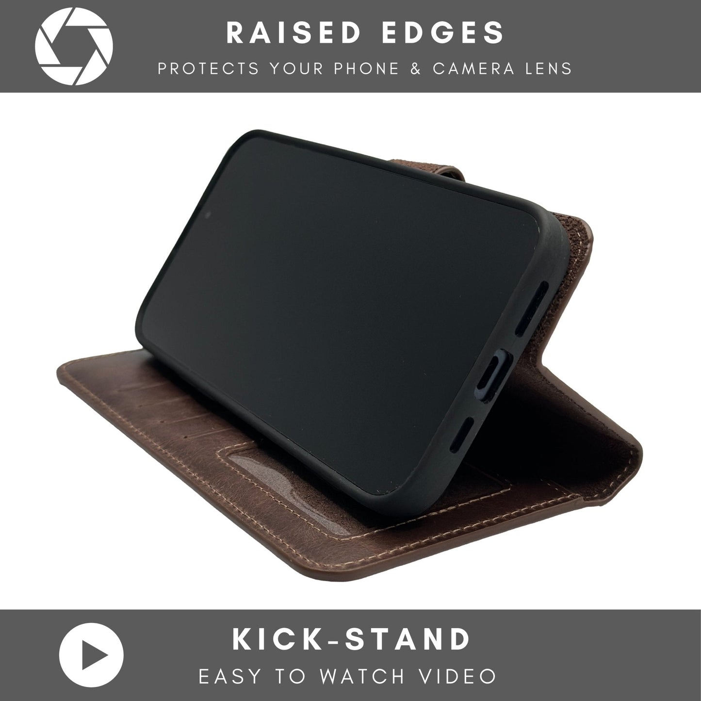 Vegas Premium Leather iPhone 15 Plus Wallet Case with MagSafe | Detachable RFID Blocking Luxury Wallet