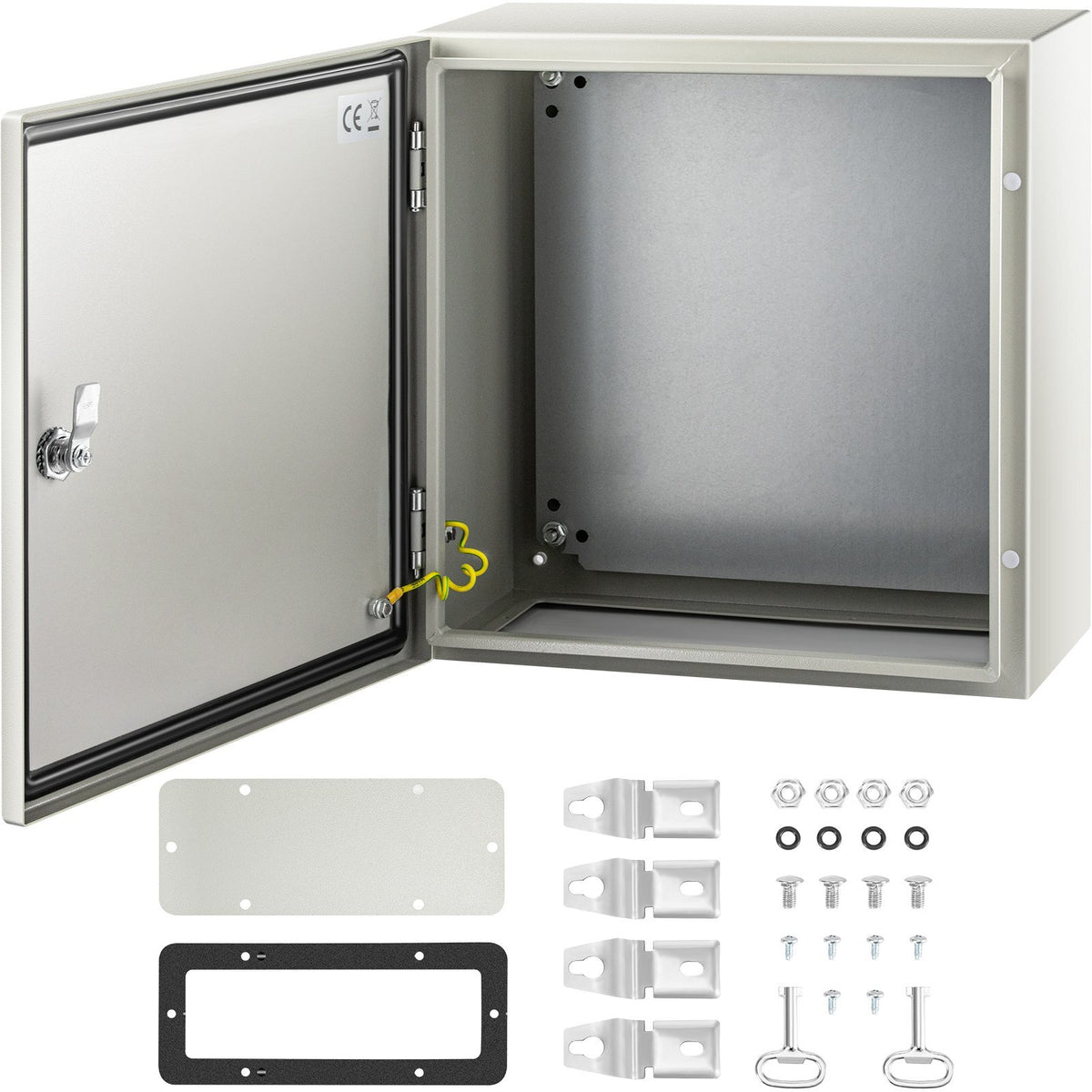 Vevor NEMA steel electrical enclosure, 16x16x8 inches, waterproof IP66 outdoor/indoor junction box with mounting plate.