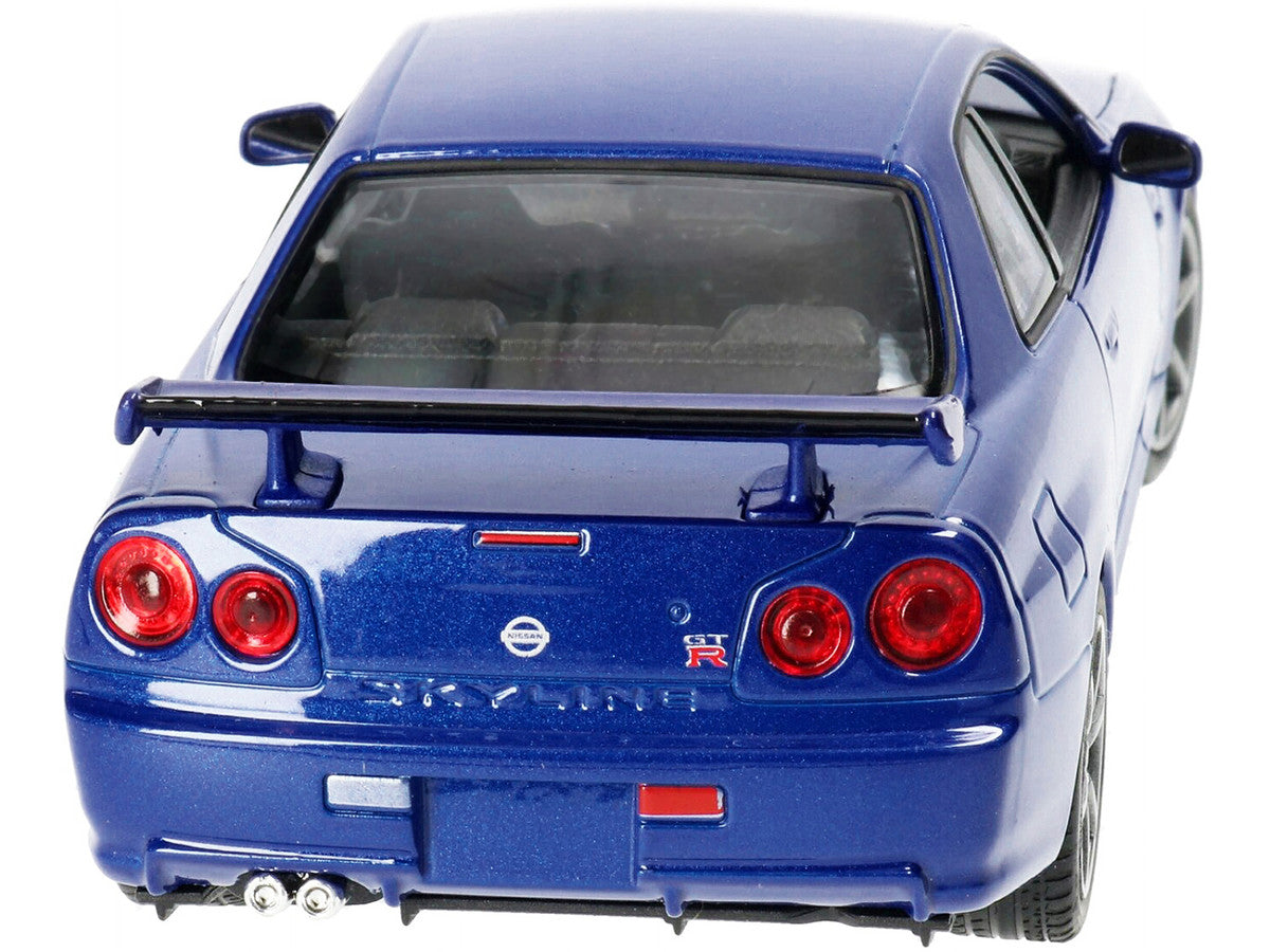 Nissan Skyline GT-R (R34) RHD (Right Hand Drive) Blue Metallic "NEX Models" 1/24 Diecast Model Car by Welly-2