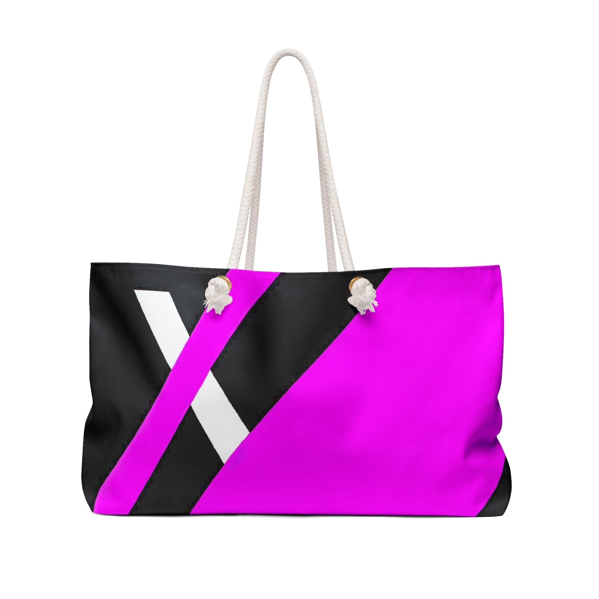 Weekender Tote Bag for Work/school/travel - Black and Pink Pattern-1